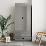 ALMARI Glossy 2 Door 2 Drawer Wardrobe Bedroom Furniture