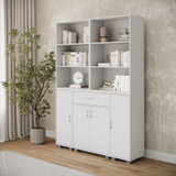 Multi-Compartment Cabinet with 3-Tier Bookshelves and 1-Drawer