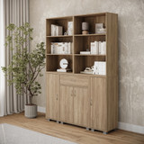 Multi-Compartment Cabinet with 3-Tier Bookshelves and 1-Drawer