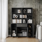 Multi-Compartment Cabinet with 3-Tier Bookshelves and 1-Drawer