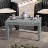 Outdoor Woven Rattan Weave Effect Coffee Table Bench