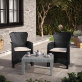 Outdoor Woven Rattan Weave Effect Coffee Table Bench