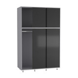 6 Sliding Doors Wardrobe Bedroom Storage Closet Clothes Hanging Rail Cupboard