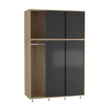 6 Sliding Doors Wardrobe Bedroom Storage Closet Clothes Hanging Rail Cupboard