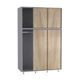 6 Sliding Doors Wardrobe Bedroom Storage Closet Clothes Hanging Rail Cupboard