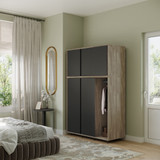 6 Sliding Doors Wardrobe Bedroom Storage Closet Clothes Hanging Rail Cupboard