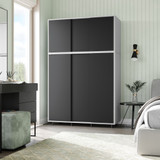 6 Sliding Doors Wardrobe Bedroom Storage Closet Clothes Hanging Rail Cupboard