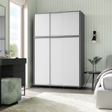 6 Sliding Doors Wardrobe Bedroom Storage Closet Clothes Hanging Rail Cupboard