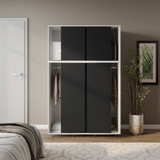 6 Sliding Doors Wardrobe Bedroom Storage Closet Clothes Hanging Rail Cupboard