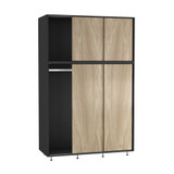 6 Sliding Doors Wardrobe Bedroom Storage Closet Clothes Hanging Rail Cupboard
