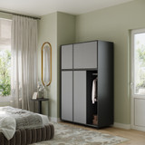 6 Sliding Doors Wardrobe Bedroom Storage Closet Clothes Hanging Rail Cupboard