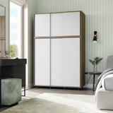 6 Sliding Doors Wardrobe Bedroom Storage Closet Clothes Hanging Rail Cupboard