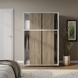 6 Sliding Doors Wardrobe Bedroom Storage Closet Clothes Hanging Rail Cupboard