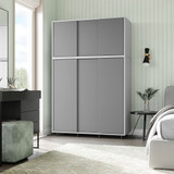 6 Sliding Doors Wardrobe Bedroom Storage Closet Clothes Hanging Rail Cupboard