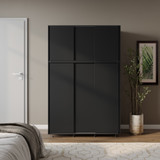 6 Sliding Doors Wardrobe Bedroom Storage Closet Clothes Hanging Rail Cupboard