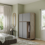 6 Sliding Doors Wardrobe Bedroom Storage Closet Clothes Hanging Rail Cupboard