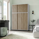 6 Sliding Doors Wardrobe Bedroom Storage Closet Clothes Hanging Rail Cupboard