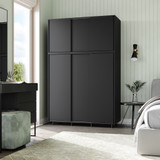 6 Sliding Doors Wardrobe Bedroom Storage Closet Clothes Hanging Rail Cupboard