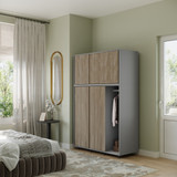 6 Sliding Doors Wardrobe Bedroom Storage Closet Clothes Hanging Rail Cupboard