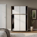 6 Sliding Doors Wardrobe Bedroom Storage Closet Clothes Hanging Rail Cupboard