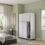 6 Sliding Doors Wardrobe Bedroom Storage Closet Clothes Hanging Rail Cupboard