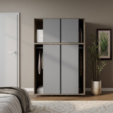 6 Sliding Doors Wardrobe Bedroom Storage Closet Clothes Hanging Rail Cupboard