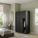6 Sliding Doors Wardrobe Bedroom Storage Closet Clothes Hanging Rail Cupboard