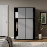 6 Sliding Doors Wardrobe Bedroom Storage Closet Clothes Hanging Rail Cupboard