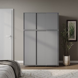 6 Sliding Doors Wardrobe Bedroom Storage Closet Clothes Hanging Rail Cupboard