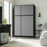 6 Sliding Doors Wardrobe Bedroom Storage Closet Clothes Hanging Rail Cupboard