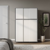 6 Sliding Doors Wardrobe Bedroom Storage Closet Clothes Hanging Rail Cupboard