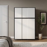 6 Sliding Doors Wardrobe Bedroom Storage Closet Clothes Hanging Rail Cupboard
