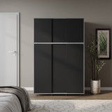 6 Sliding Doors Wardrobe Bedroom Storage Closet Clothes Hanging Rail Cupboard