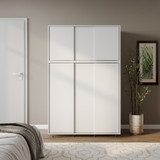 6 Sliding Doors Wardrobe Bedroom Storage Closet Clothes Hanging Rail Cupboard