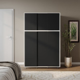 6 Sliding Doors Wardrobe Bedroom Storage Closet Clothes Hanging Rail Cupboard