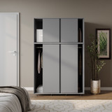 6 Sliding Doors Wardrobe Bedroom Storage Closet Clothes Hanging Rail Cupboard