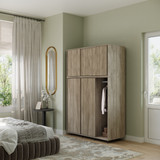 6 Sliding Doors Wardrobe Bedroom Storage Closet Clothes Hanging Rail Cupboard