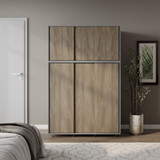 6 Sliding Doors Wardrobe Bedroom Storage Closet Clothes Hanging Rail Cupboard