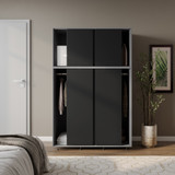 6 Sliding Doors Wardrobe Bedroom Storage Closet Clothes Hanging Rail Cupboard