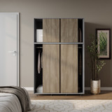 6 Sliding Doors Wardrobe Bedroom Storage Closet Clothes Hanging Rail Cupboard