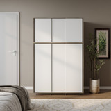 6 Sliding Doors Wardrobe Bedroom Storage Closet Clothes Hanging Rail Cupboard