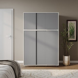 6 Sliding Doors Wardrobe Bedroom Storage Closet Clothes Hanging Rail Cupboard