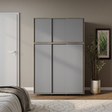 6 Sliding Doors Wardrobe Bedroom Storage Closet Clothes Hanging Rail Cupboard