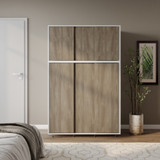 6 Sliding Doors Wardrobe Bedroom Storage Closet Clothes Hanging Rail Cupboard