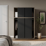 6 Sliding Doors Wardrobe Bedroom Storage Closet Clothes Hanging Rail Cupboard