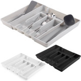 7-Section Extendable Plastic Cutlery Tray Organiser