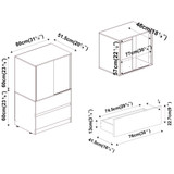 2 Drawer Storage Cabinet w/ 2 Sliding Doors - H120xW80xD51.5cm
