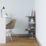 Grey & Oak 3-Tier Corner Bookcase & Shelving Unit