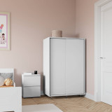 2-Door Kids Sliding Wardrobe with Hanging Rail - 120x80x51.5cm