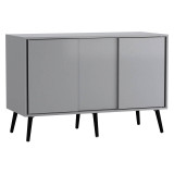 3-Door Minimalist Sliding Cabinet with Wooden Legs - 80x120x51.5cm